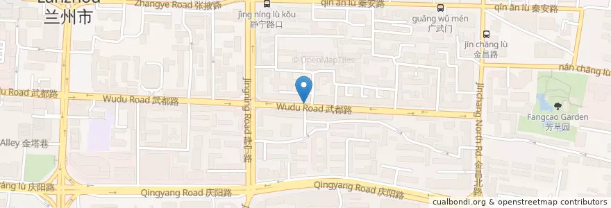 Mapa de ubicacion de 武都路十字西 en 中国, 甘肃省, 兰州市 (Lanzhou), 城关区, 广武门街道.