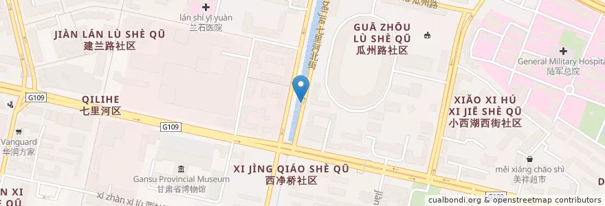 Mapa de ubicacion de 海天大酒店西 en China, Gansu, 兰州市 (Lanzhou), 七里河区.