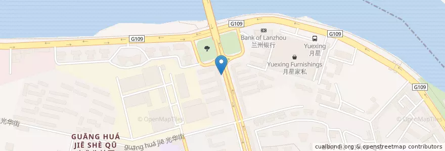 Mapa de ubicacion de 电力修造小区 en الصين, قانسو, 兰州市 (Lanzhou), 安宁区.