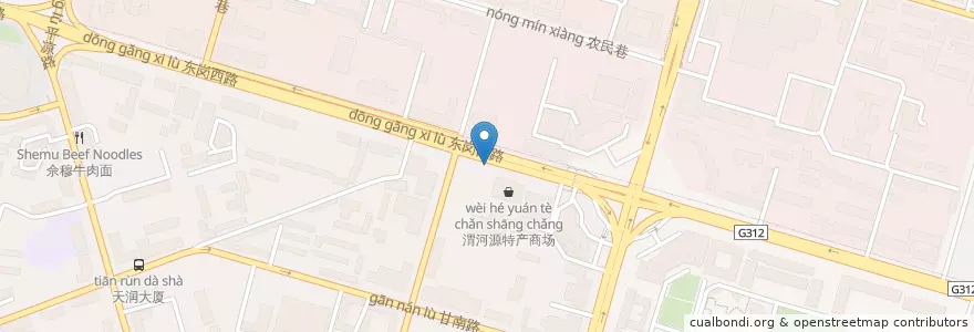 Mapa de ubicacion de 盘旋路西口 en 中国, 甘粛省, 蘭州市, 城关区, 东岗西路街道.