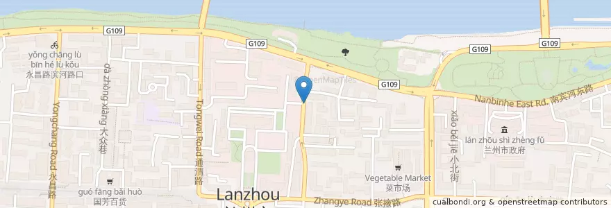 Mapa de ubicacion de 箭道巷口 en الصين, قانسو, 兰州市 (Lanzhou), 城关区, 张掖路街道.