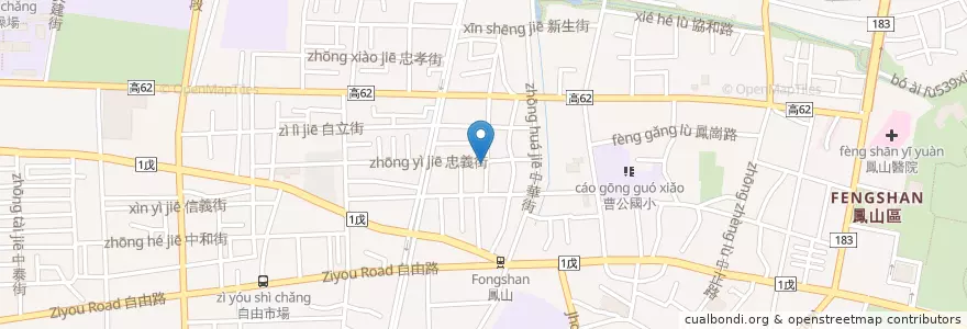 Mapa de ubicacion de 大能師福州麵 en Taiwan, Kaohsiung, Fengshan District.