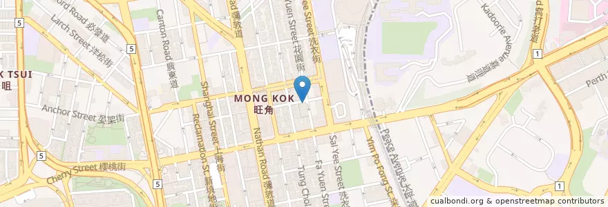 Mapa de ubicacion de 浩記甜品館 en Cina, Guangdong, Hong Kong, Kowloon, Nuovi Territori, 油尖旺區 Yau Tsim Mong District.
