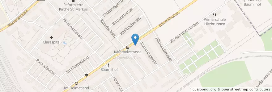 Mapa de ubicacion de GGG Stadtbibliothek Hirzbrunnen en Suiza, Basilea-Ciudad, Basilea.