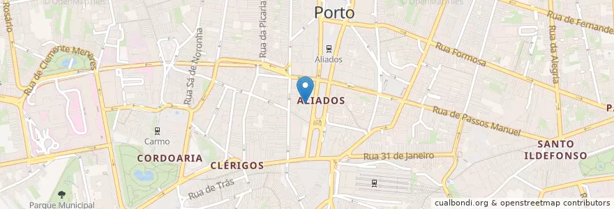 Mapa de ubicacion de Santander en ポルトガル, ノルテ, Área Metropolitana Do Porto, Porto, Porto, Cedofeita, Santo Ildefonso, Sé, Miragaia, São Nicolau E Vitória.