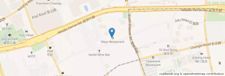 Mapa de ubicacion de Maya Restaurant en China, Shanghái.