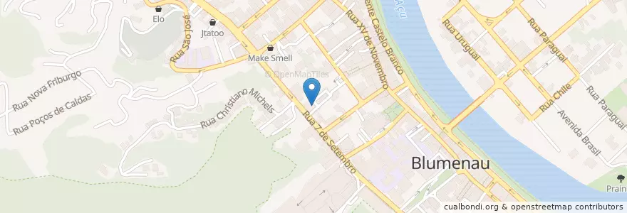 Mapa de ubicacion de Casa e Café en 브라질, 남부지방, 산타카타리나, Região Geográfica Intermediária De Blumenau, Microrregião De Blumenau, 블루메나우.
