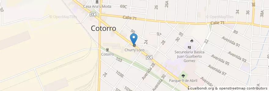 Mapa de ubicacion de Churry Loco en Cuba, Havana, Cotorro.