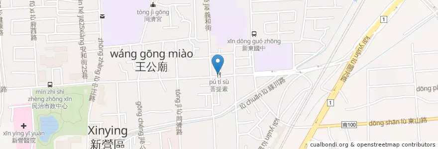 Mapa de ubicacion de 菩提素 en 台湾, 台南市, 新営区.