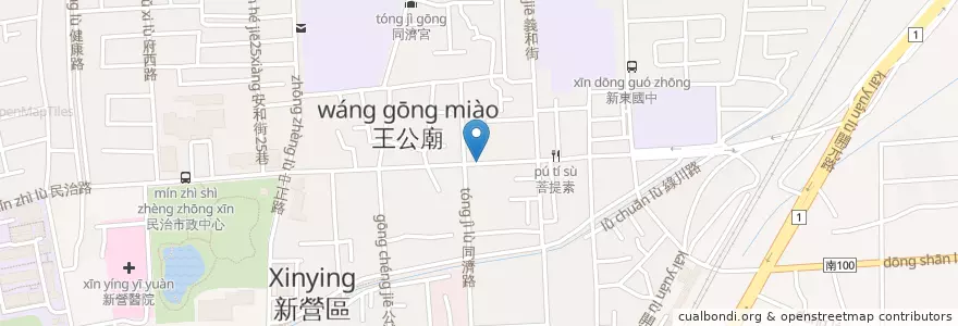Mapa de ubicacion de 菩提素 en 台湾, 台南市, 新営区.