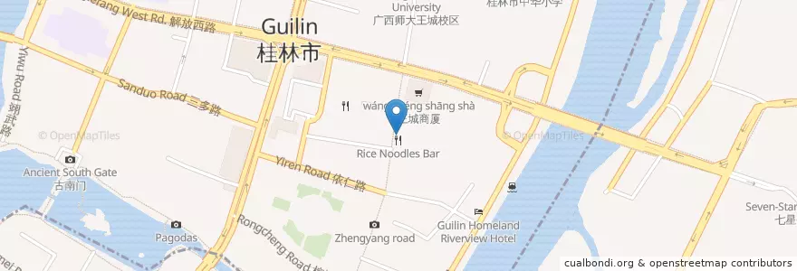 Mapa de ubicacion de 乱了粉库 en Cina, Guangxi, 桂林市, 秀峰区.