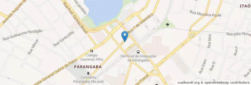 Mapa de ubicacion de Clinica de Fisioterapia Parangaba en 巴西, 东北部, 塞阿腊, Região Geográfica Intermediária De Fortaleza, Microrregião De Fortaleza, 福塔莱萨.