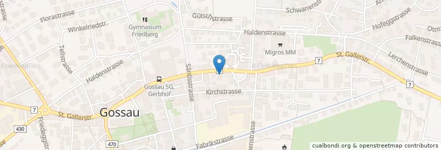 Mapa de ubicacion de Apotheke in Gossau en 스위스, Sankt Gallen, Wahlkreis St. Gallen, Gossau (Sg).