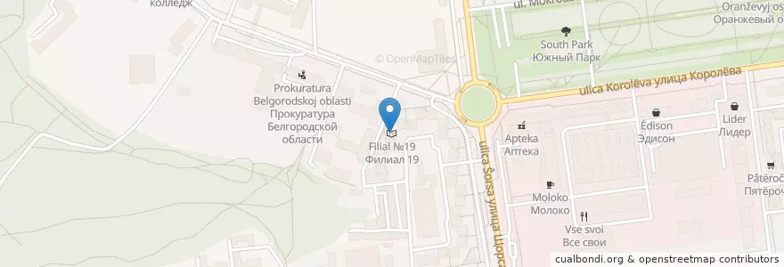 Mapa de ubicacion de Филиал №19 en Rusia, Distrito Federal Central, Óblast De Bélgorod, Белгородский Район, Городской Округ Белгород.