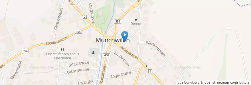 Mapa de ubicacion de Post Münchwilen en Suíça, Thurgau, Bezirk Münchwilen, Münchwilen (Tg).