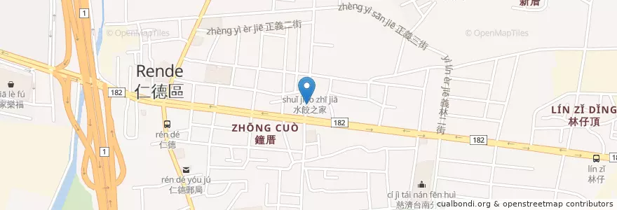 Mapa de ubicacion de 麒珍素食 en 타이완, 타이난 시, 런더구.