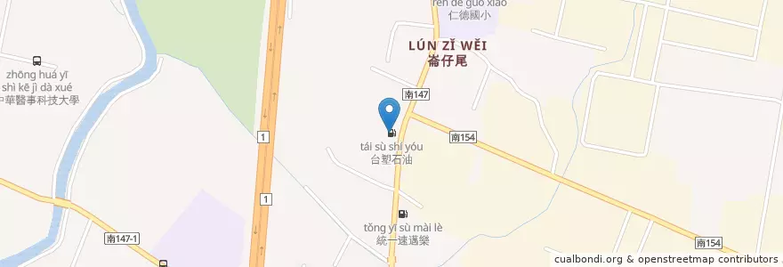 Mapa de ubicacion de 台塑石油 en Taïwan, Tainan, District De Rende.