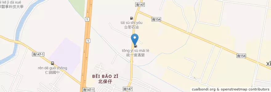 Mapa de ubicacion de 統一速邁樂 en Tayvan, 臺南市, 仁德區.
