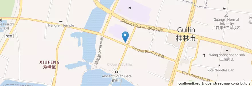 Mapa de ubicacion de 中国建设银行 en 중국, 광시 좡족 자치구, 桂林市, 秀峰区.
