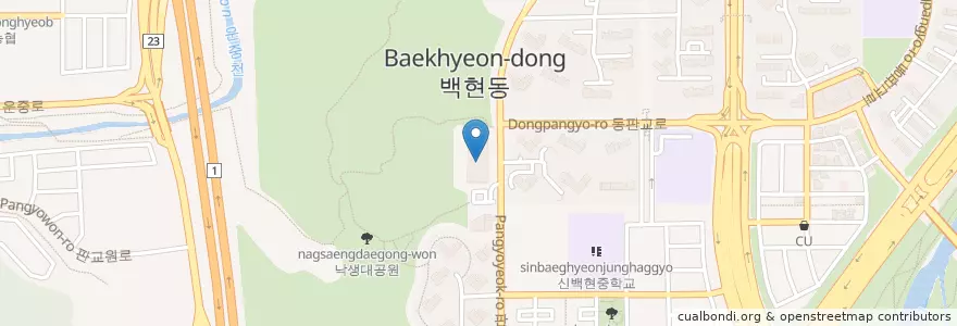 Mapa de ubicacion de 성남판교어린이도서관 en 대한민국, 경기도, 분당구.