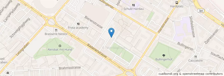 Mapa de ubicacion de PBZ Bibliothek Hardau en スイス, チューリッヒ, Bezirk Zürich, Zürich.