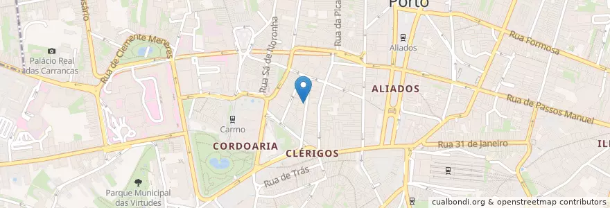 Mapa de ubicacion de Porto i/o Downtown en Portugal, Nord, Área Metropolitana Do Porto, Porto, Porto, Cedofeita, Santo Ildefonso, Sé, Miragaia, São Nicolau E Vitória.