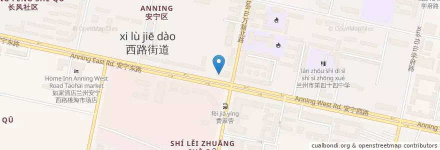 Mapa de ubicacion de 中国银行兰州市安宁西路支行 en China, Gansu, 兰州市 (Lanzhou), 安宁区, 安宁西路街道.