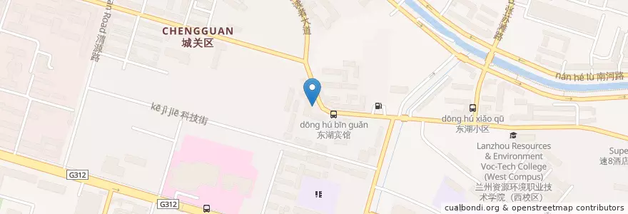 Mapa de ubicacion de 中国银行兰州市东湖支行 en 중국, 간쑤성, 兰州市 (Lanzhou), 城关区, 团结新村街道.