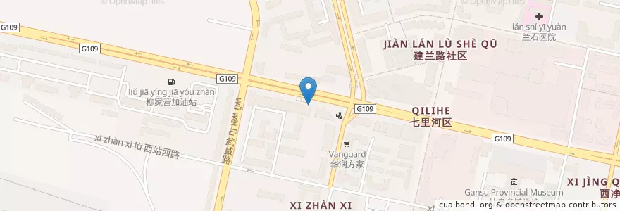Mapa de ubicacion de 中国银行兰州市西站支行 en China, Gansu, 兰州市 (Lanzhou), 七里河区, 西站街道.