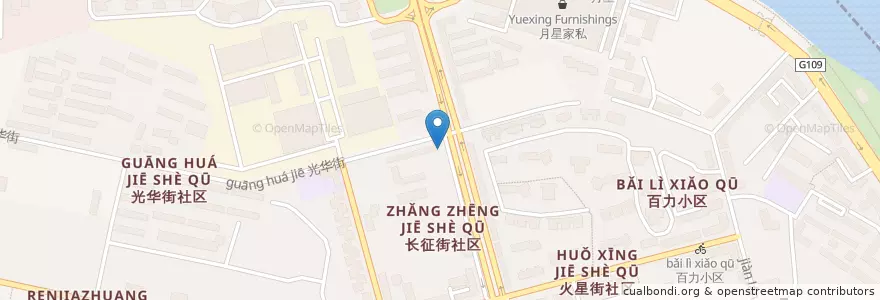 Mapa de ubicacion de 中国银行兰州市敦煌路支行 en 中国, 甘肃省, 兰州市, 敦煌路街道.