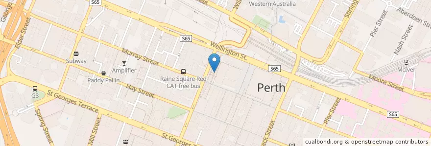 Mapa de ubicacion de The East Village en Australien, Westaustralien, City Of Perth.