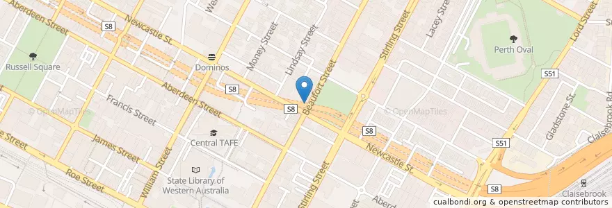 Mapa de ubicacion de Northbridge Pharmacy en Australië, West-Australië, City Of Perth.