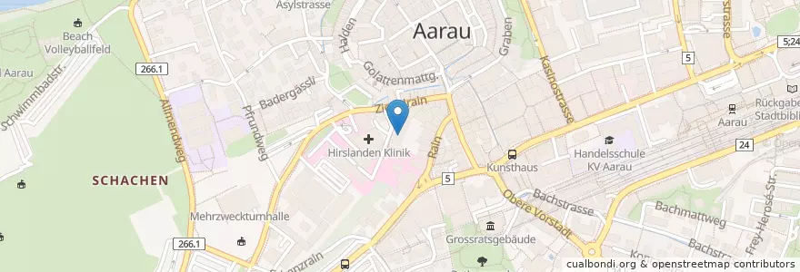 Mapa de ubicacion de Augenarztpraxis Aarau en Schweiz/Suisse/Svizzera/Svizra, Aargau, Bezirk Aarau, Aarau.