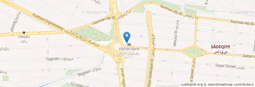Mapa de ubicacion de Parsian Bank en Iran, Tehran Province, Tehran County, Tehran, بخش مرکزی شهرستان تهران.