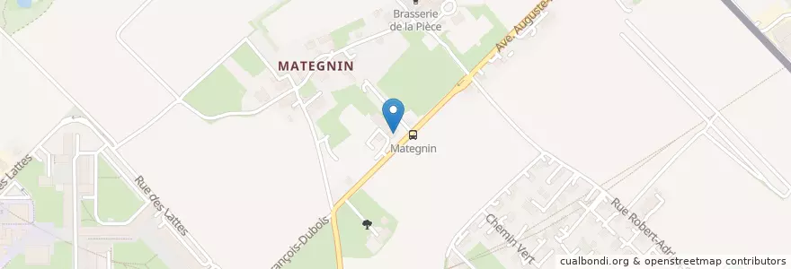 Mapa de ubicacion de de Mategnin en France, Switzerland, Geneva, Geneva, Meyrin, Metropolitan France, Meyrin.