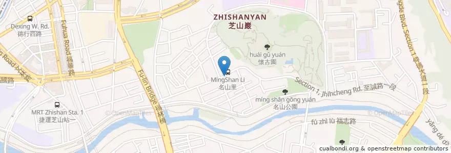 Mapa de ubicacion de 芝山岩早餐店 en Taiwan, Nuova Taipei, Taipei, 士林區.