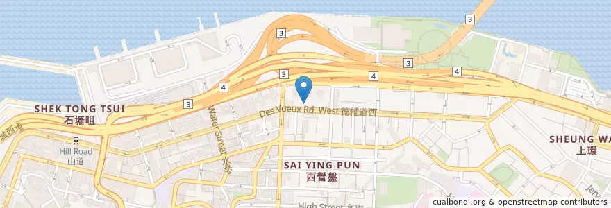 Mapa de ubicacion de New Hing Dim Sum en 중국, 광둥성, 홍콩, 홍콩섬, 신제, 中西區 Central And Western District.