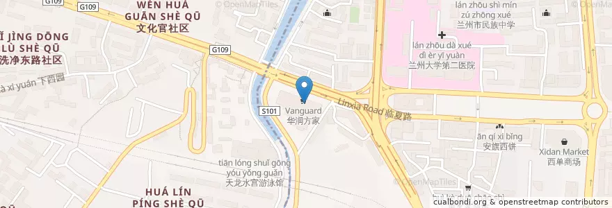 Mapa de ubicacion de 洪门子 en 中国, 甘肃省, 兰州市 (Lanzhou), 城关区.