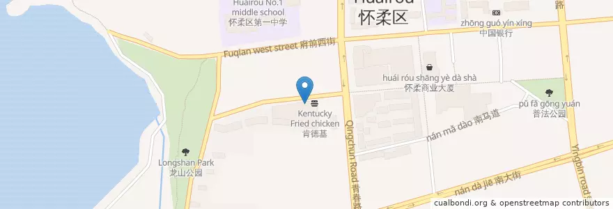 Mapa de ubicacion de 必胜客 en 中国, 北京市, 河北省, 怀柔区.