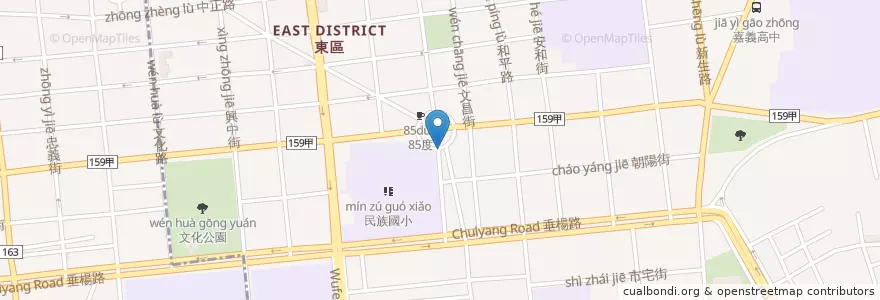 Mapa de ubicacion de 黑人魯熟肉 en Taiwan, 臺灣省, 嘉義市, 嘉義縣, 東區.