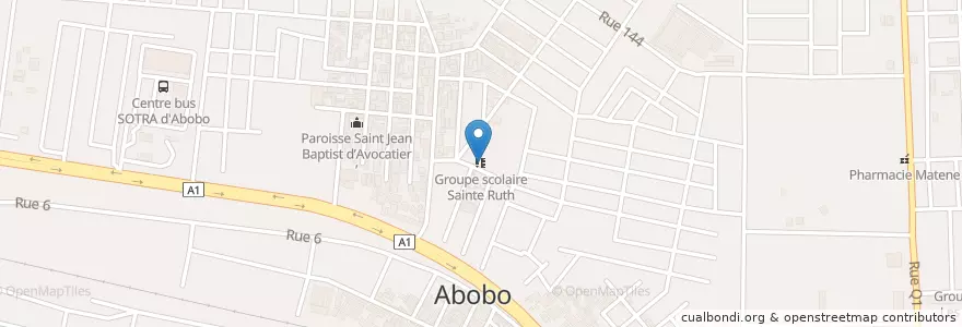 Mapa de ubicacion de Groupe scolaire Sainte Ruth en 코트디부아르, 아비장, Abobo.