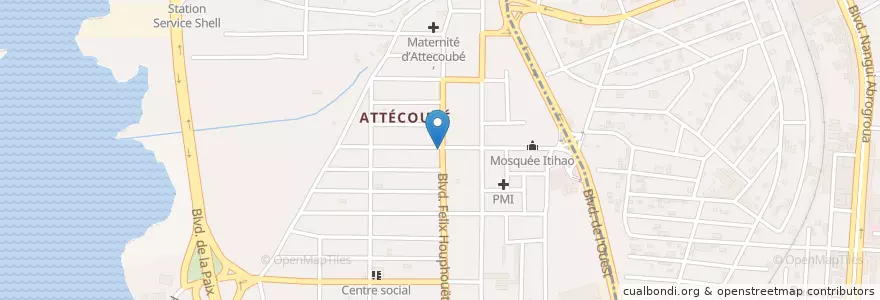 Mapa de ubicacion de Restaurant G.Z de la paix d’Attecoubé en Côte D’Ivoire, Abidjan, Attécoubé.