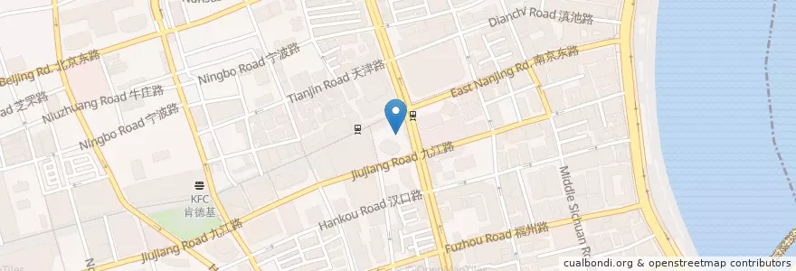 Mapa de ubicacion de Starbucks en China, Shanghai, Huangpu District.