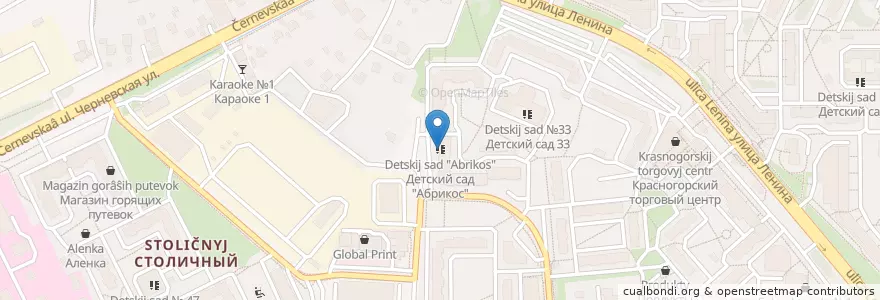 Mapa de ubicacion de Детский сад "Абрикос" en Rusia, Distrito Federal Central, Óblast De Moscú, Городской Округ Красногорск.