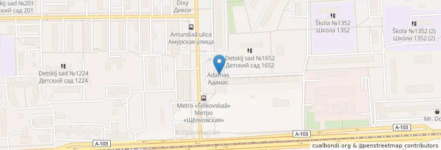 Mapa de ubicacion de Горздрав en 러시아, Центральный Федеральный Округ, Москва, Восточный Административный Округ, Район Гольяново.