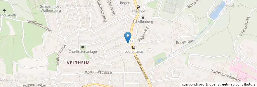 Mapa de ubicacion de Restaurant Rosen en Suisse, Zurich, Bezirk Winterthur, Winterthur.