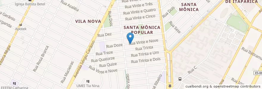 Mapa de ubicacion de Igreja Adventista em Santa Mônica en Brazilië, Regio Zuidoost, Espírito Santo, Região Geográfica Intermediária De Vitória, Região Metropolitana Da Grande Vitória, Vila Velha, Microrregião Vitória.