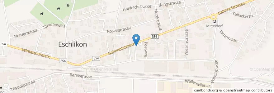 Mapa de ubicacion de Die Post Eschlikon en Schweiz/Suisse/Svizzera/Svizra, Thurgau, Bezirk Münchwilen, Eschlikon.