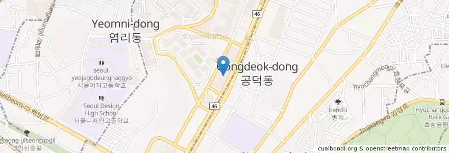 Mapa de ubicacion de スターバックス en 大韓民国, ソウル, 麻浦区, 공덕동.