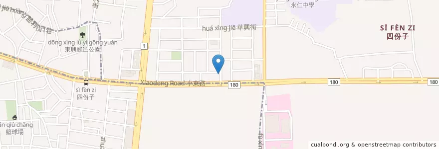 Mapa de ubicacion de 尺二鱔魚意麵 en 타이완, 타이난 시, 융캉구.